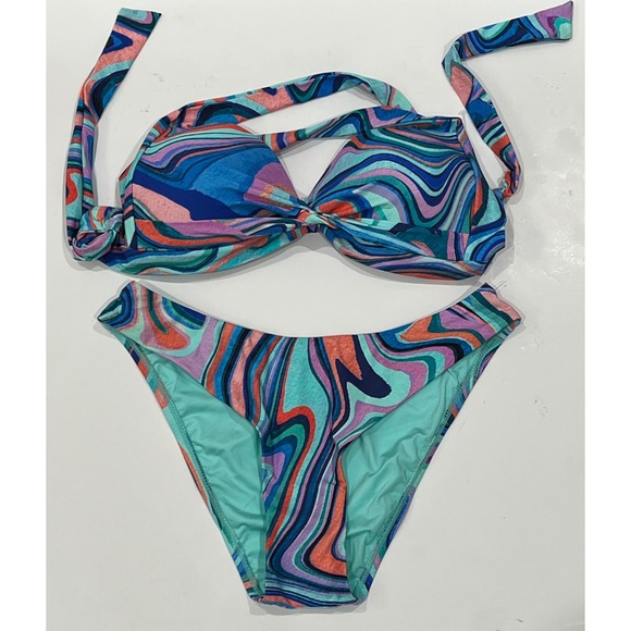 La Blanca Crystal Cove Twist Front Push-up Crossback Bikini Set - Picture 4 of 7